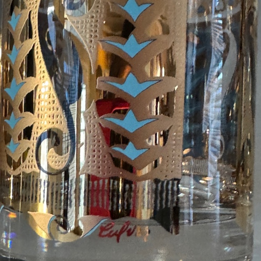 Culver Signed Saratoga Turquoise and 22-Karat Gold Highball Glasses (Set of 4) - Picture 7 of 8